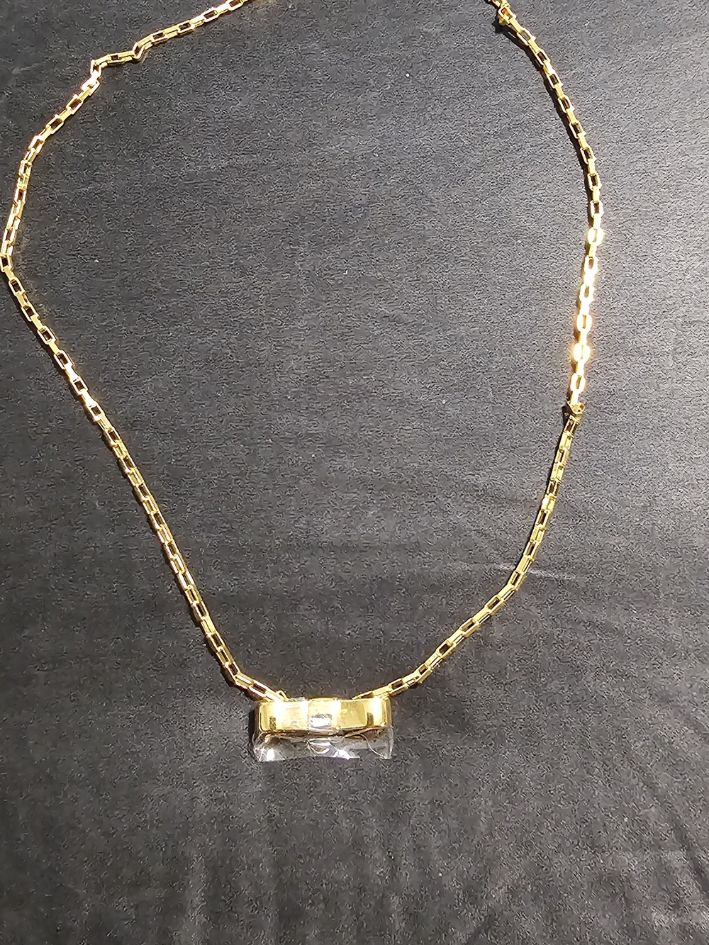 Gold Chain Necklace with Clear Crystal Pendant - Women Jewelry